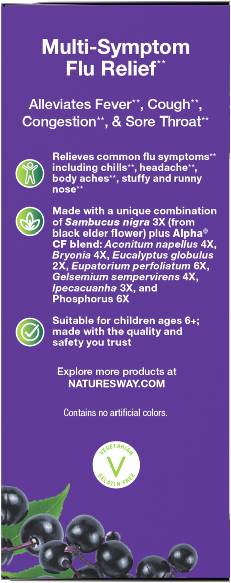 <{%360IMAGE3_15803%}>Nature's Way® | Sambucus Flu Relief** Elderberry Syrup - left side of pack