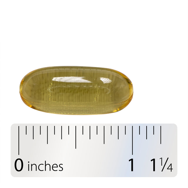 <{%360IMAGE6_15419%}>Nature's Way® | Evening Primrose Cold-Pressed Oil - Softgel and ruler