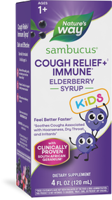 <{%PRIMARY_13671%}>Nature's Way® | Sambucus Kids Cough Relief +♢ Immune* Elderberry Syrup, 4 fl oz (120 ml)