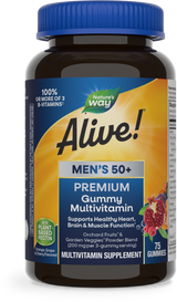 <{%PRIMARY_15898%}>Nature's Way® | Alive! Premium Men's 50+ Gummy Multivitamin, 75 gummies, Orange, Grape, and Cherry