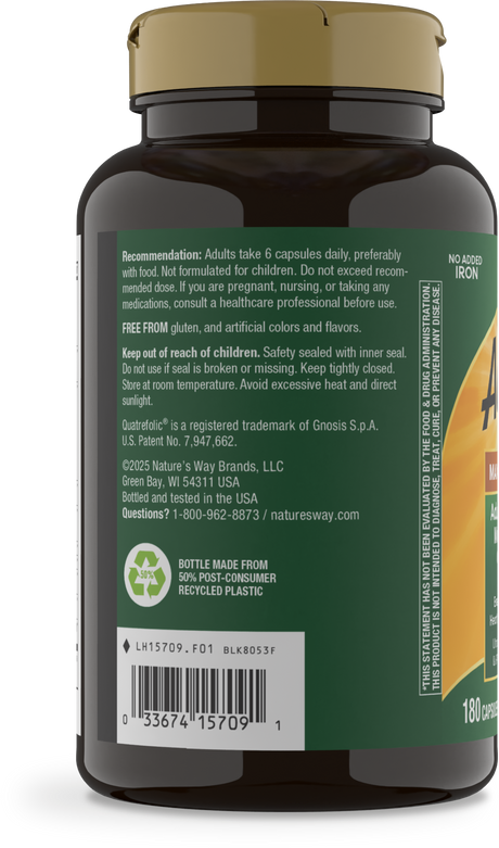 <{%360IMAGE6_15709%}>Nature's Way® | Alive! Max6 Potency Adult Complete Multivitamin-No Added Iron - left side of pack