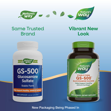 <{%MAIN1_01787%}>Nature's Way® | GS-500 Glucosamine Sulfate - package updates old to new