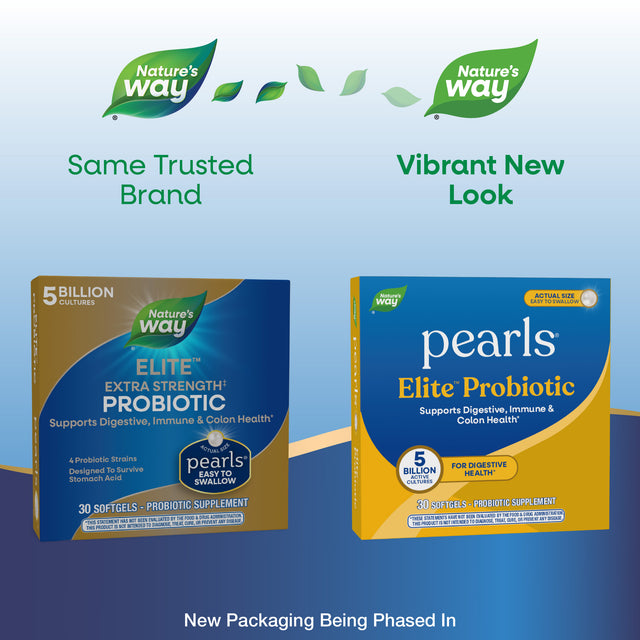 <{%MAIN1_56435%}>Nature's Way® | Pearls Elite Probiotics - package updates old to new