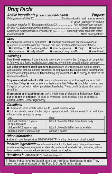 <{%360IMAGE5_15159%}>Nature's Way® | Umcka Cold&Flu Relief Chewables - back of pack