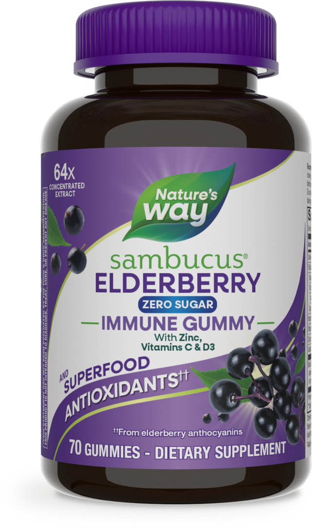 <{%PRIMARY_14617%}>Nature's Way® | Sambucus Elderberry Zero Sugar Immune Gummy, 70 gummies