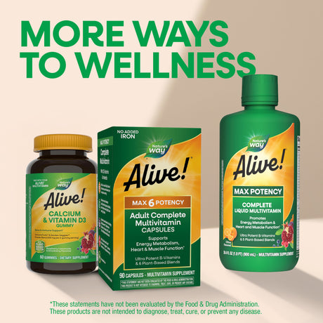 <{%MAIN13_15709%}>Nature's Way® | Alive! Max6 Potency Adult Complete Multivitamin-No Added Iron
