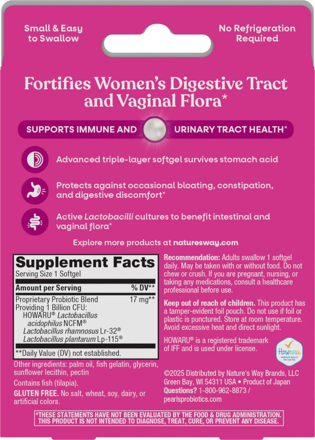 <{%360IMAGE5_13950%}>Nature's Way® | Probiotic Pearls Women's - back of pack