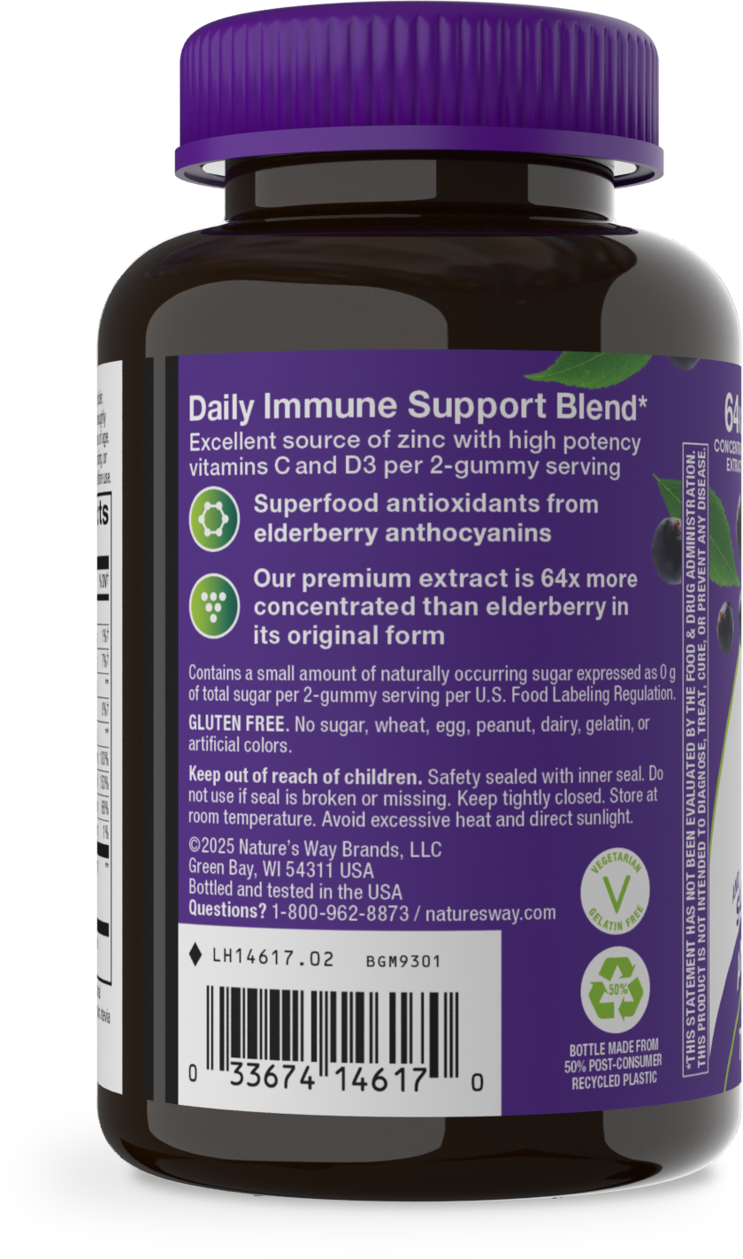 <{%360IMAGE5_14617%}>Nature's Way® | Sambucus Elderberry Zero Sugar Immune Gummy - left side of pack