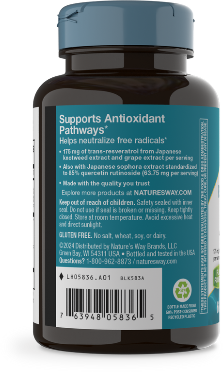 <{%360IMAGE2_05836%}>Nature's Way® | Resveratrol-Forte Premium Blend - left side of pack