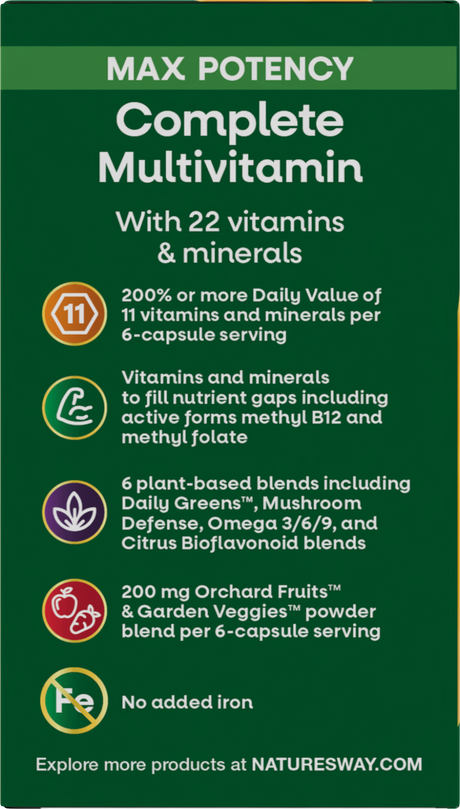 <{%360IMAGE3_15092%}>Nature's Way® | Alive! Max6 Potency Adult Complete Multivitamin-No Added Iron - left side of pack