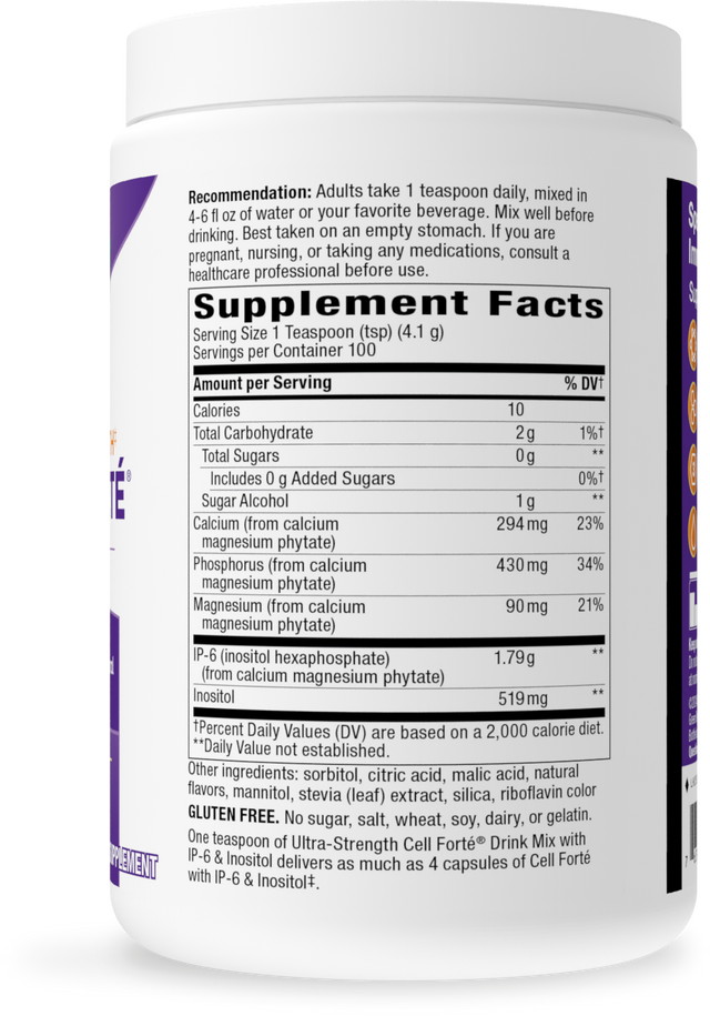 <{%360IMAGE1_05850%}>Nature's Way® | Ultra-Strength Cell Forte  Drink Mix - right side of pack