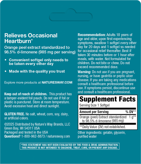 <{%360IMAGE1_09110%}>Nature's Way® | Heartburn Free! Orange Peel Extract - back of pack