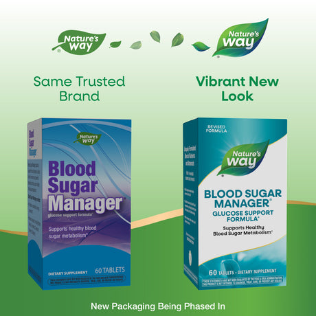 <{%MAIN1_04906%}>Nature's Way® | Blood Sugar Manager Tablets - package updates old to new