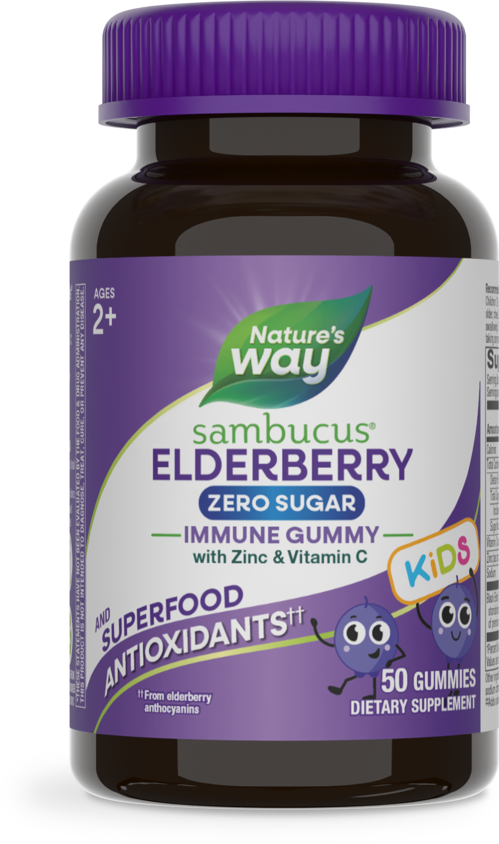 <{%PRIMARY_15027%}>Nature's Way® | Sambucus Elderberry Zero Sugar Immune Gummies for Kids, 50 gummies, Elderberry