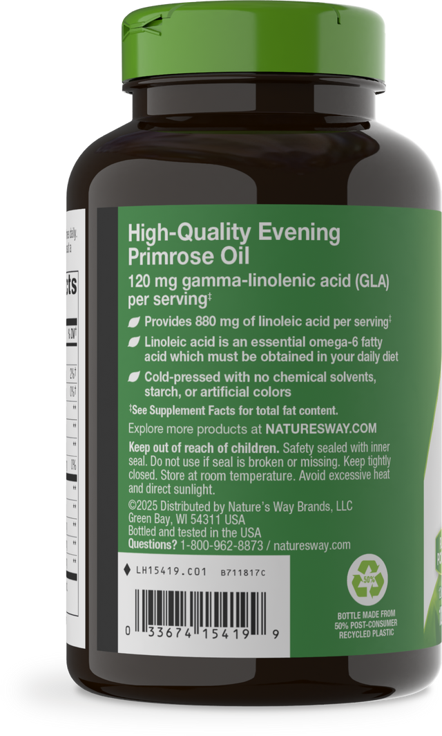 <{%360IMAGE5_15419%}>Nature's Way® | Evening Primrose Cold-Pressed Oil - left side of pack