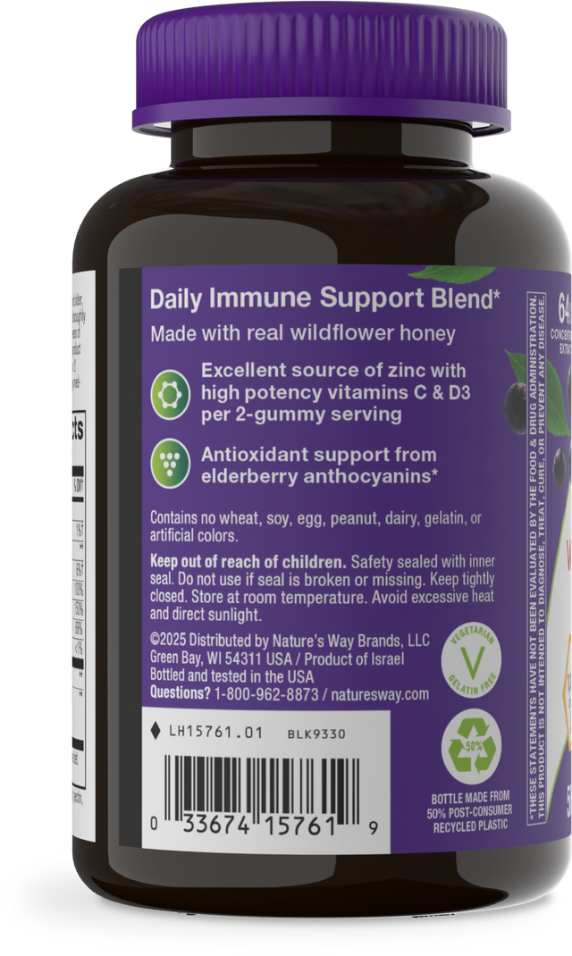 <{%360IMAGE2_15761%}>Nature's Way® | Sambucus Elderberry + Wildflower Honey Immune Gummy - left side of pack