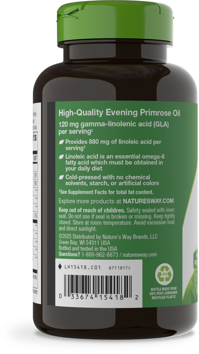 <{%360IMAGE2_15418%}>Nature's Way® | Evening Primrose Cold-Pressed Oil - left side of pack