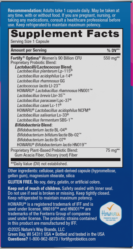 <{%360IMAGE1_15859%}>Nature's Way® | Fortify Optima Women's Pre+Probiotic - right side of pack