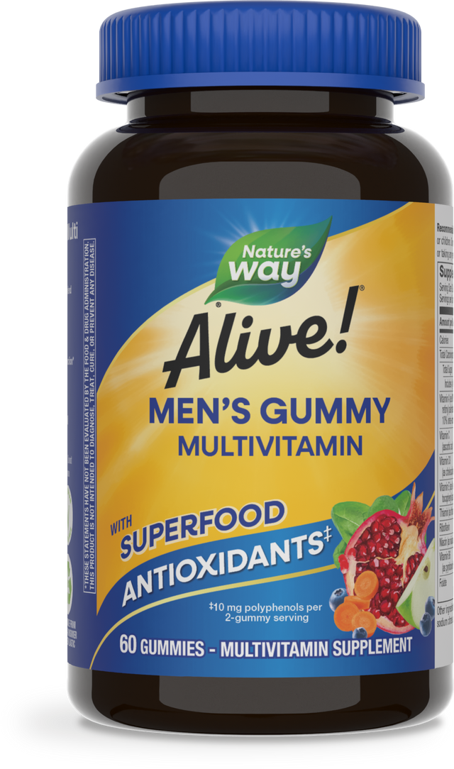 <{%PRIMARY_15900%}>Nature's Way® | Alive! Men's Gummy Multivitamin, 60 gummies, Fruit