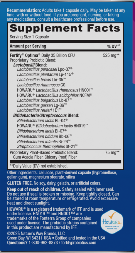 <{%360IMAGE1_15652%}>Nature's Way® | Fortify Optima Pre+Probiotic - right side of pack