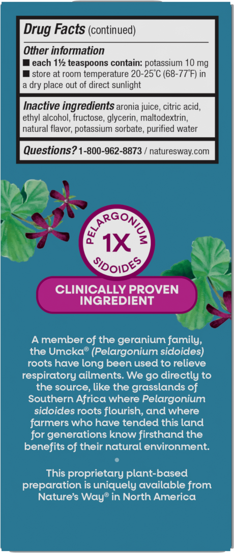 <{%360IMAGE2_60165%}>Nature's Way® | Umcka Kids Cold Relief Syrup - back of pack