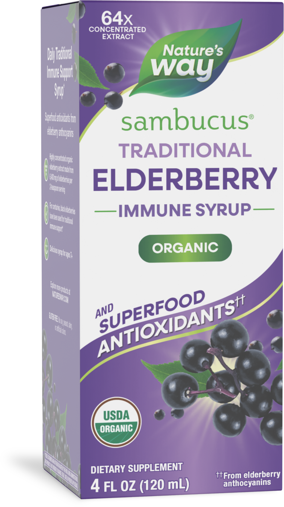 <{%PRIMARY_15796%}>Nature's Way® | Sambucus Traditional Elderberry Immune Syrup, 4 fl oz (120 ml), Berry