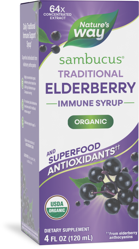 <{%PRIMARY_15796%}>Nature's Way® | Sambucus Traditional Elderberry Immune Syrup, 4 fl oz (120 ml), Berry