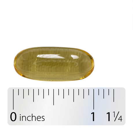<{%360IMAGE3_15418%}>Nature's Way® | Evening Primrose Cold-Pressed Oil - Softgel and ruler