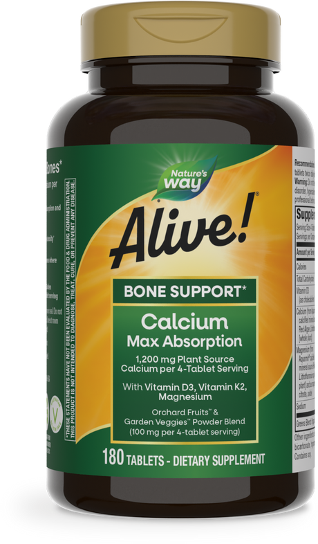 <{%PRIMARY_10501%}>Nature's Way® | Alive! Calcium Bone Support, 180 tablets