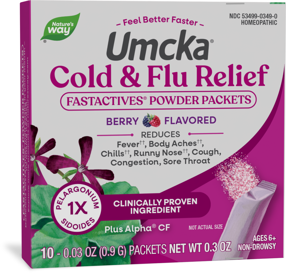 <{%PRIMARY_15349%}>Nature's Way® | Umcka Cold&Flu Relief FastActives, 10 powder packets, Berry