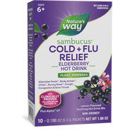 <{%PRIMARY_15182%}>Nature's Way® | Sambucus Cold+Flu Relief Elderberry Hot Drink, 10 drink mixes, Lemon