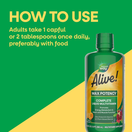 Alive!® Max Potency Complete Liquid Multivitamin Supplement Facts