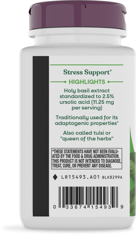 <{%360IMAGE2_15493%}>Nature's Way® | Holy Basil Standardized Extract - left side of pack