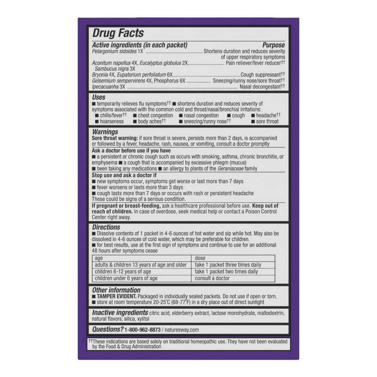 <{%360IMAGE1_15182%}>Nature's Way® | Sambucus Cold+Flu Relief Elderberry Hot Drink - back of pack