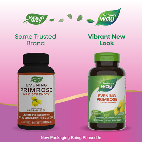 <{%MAIN1_15418%}>Nature's Way® | Evening Primrose Cold-Pressed Oil - package updates old to new