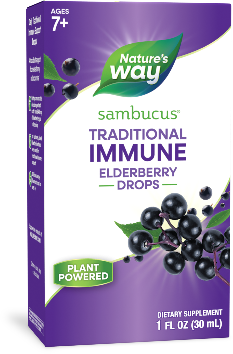 <{%PRIMARY_10493%}>Nature's Way® | Sambucus Traditional Immune Elderberry Drops, 1 fl oz (30 ml), Elderberry