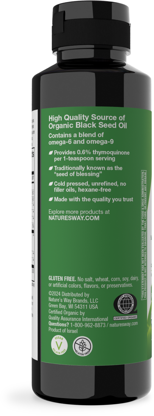 <{%360IMAGE2_12322%}>Nature's Way® | Organic Black Seed Oil - left side of pack