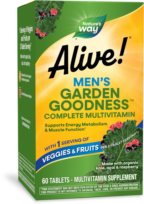 <{%PRIMARY_12112%}>Nature's Way® | Alive! Men's Garden Goodness Complete Multivitamin, 60 tablets