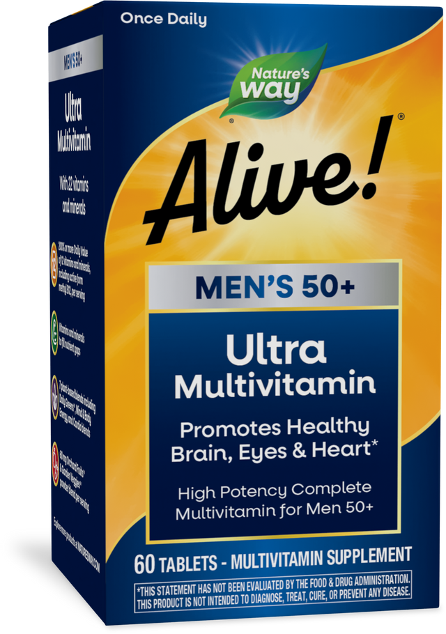 <{%PRIMARY_15691%}>Nature's Way® | Alive! Men's 50+ Ultra Multivitamin, 60 tablets