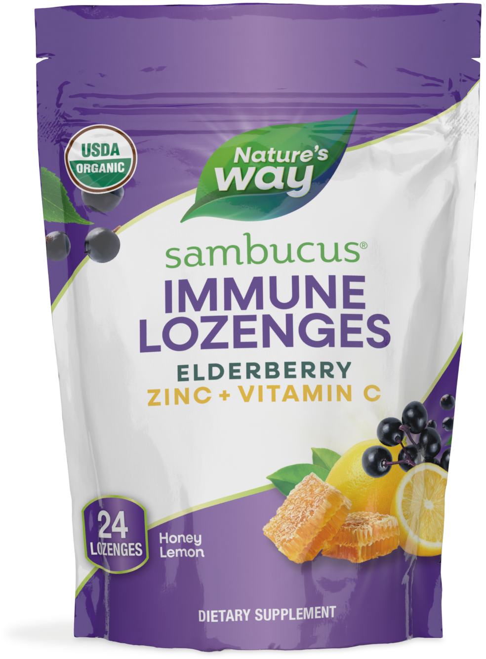 <{%PRIMARY_12089%}>Nature's Way® | Sambucus Immune Lozenges, 24 lozenges, Honey Lemon