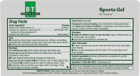 <{%360IMAGE1_21825492%}>Nature's Way® | Sports Gel - back of pack