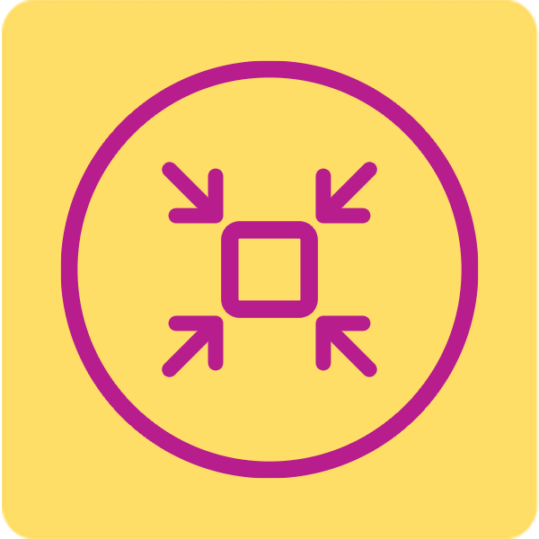 Purple icon with arrows on a yellow background