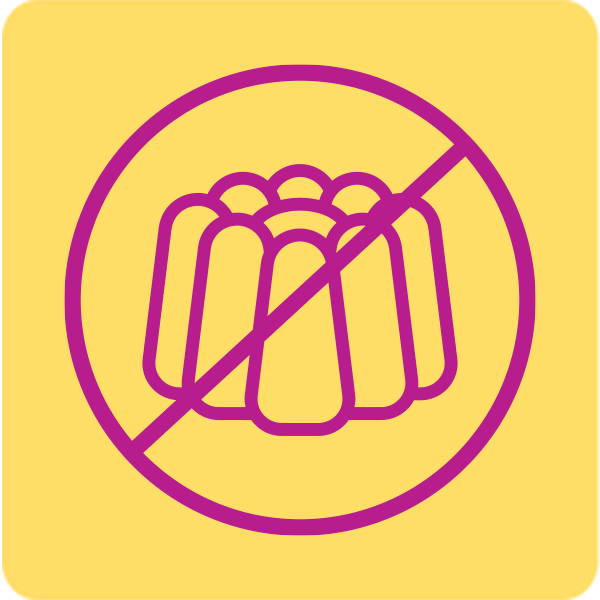 Prohibited symbol with a gelatin on a yellow background