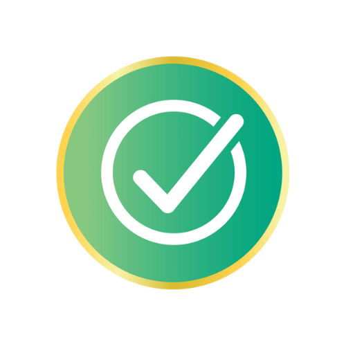 Green circle with a white check mark on a white background