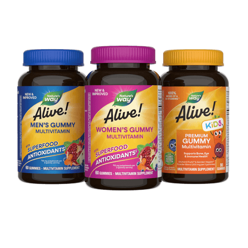 Natures's Way Whole Family Bundle (Alive Men's Gummy Multi, Alive Women's Gummy Mulit, Alive Kids Premium Gummy Multi) Sku:BUNDLE