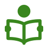 Green person reading a book icon